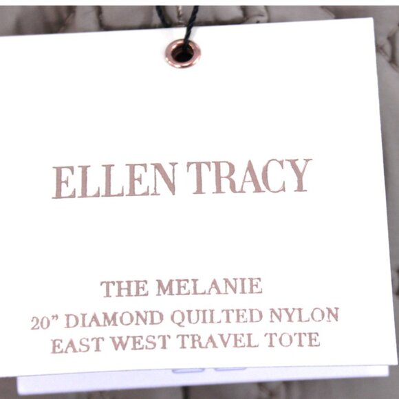 Ellen Tracy "Melanie" 20" Diamond Quilted Nylon East West Travel Tote – Timeless - Picture 15 of 16